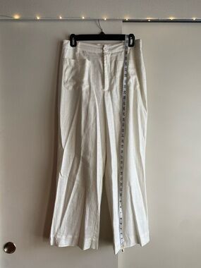 Halogen Cream Linen Blend Button Front Pants/ Trousers | Size S